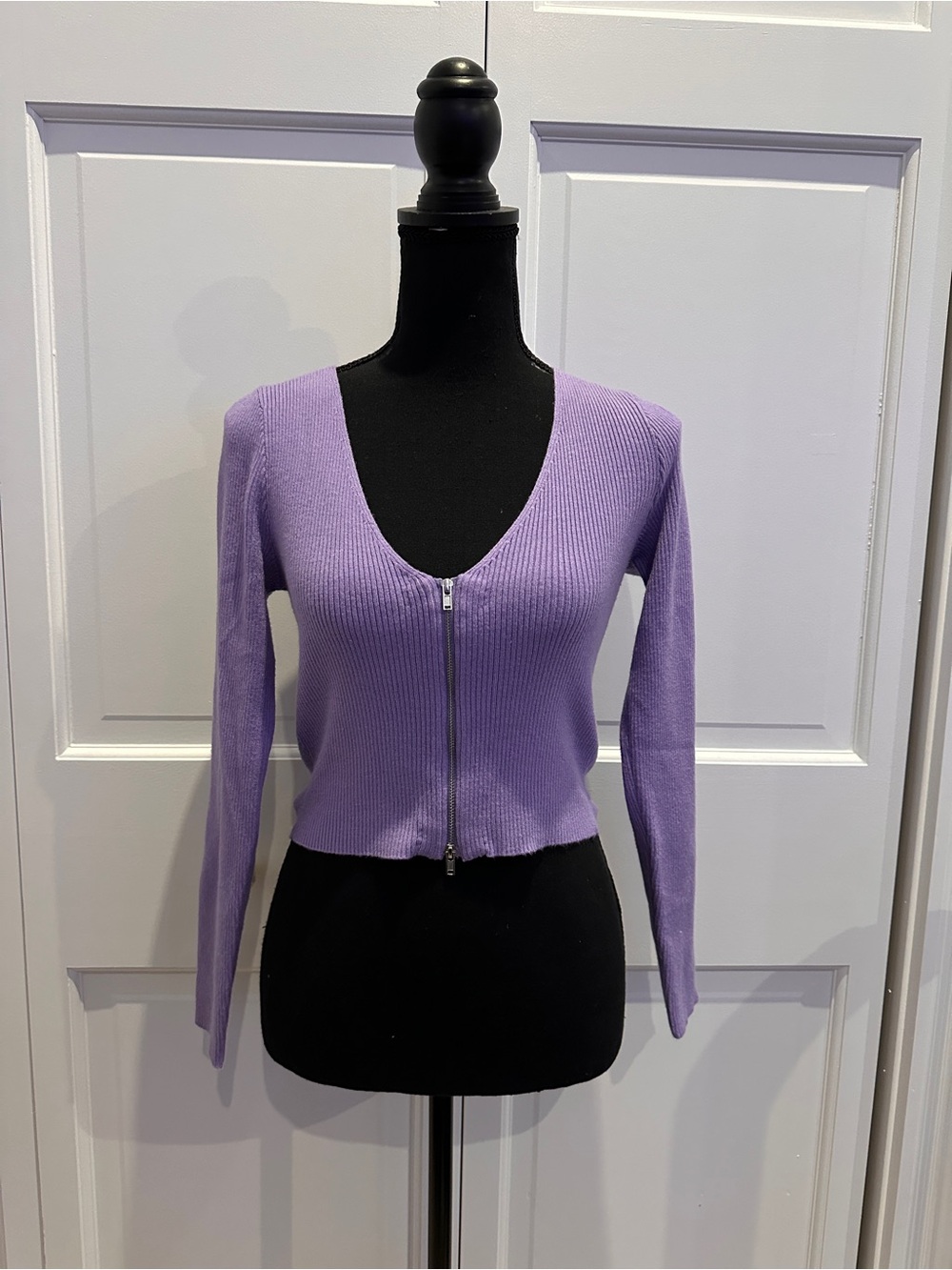 NWT LA Hearts Lilac Ribbed Zip-Front Cardigan